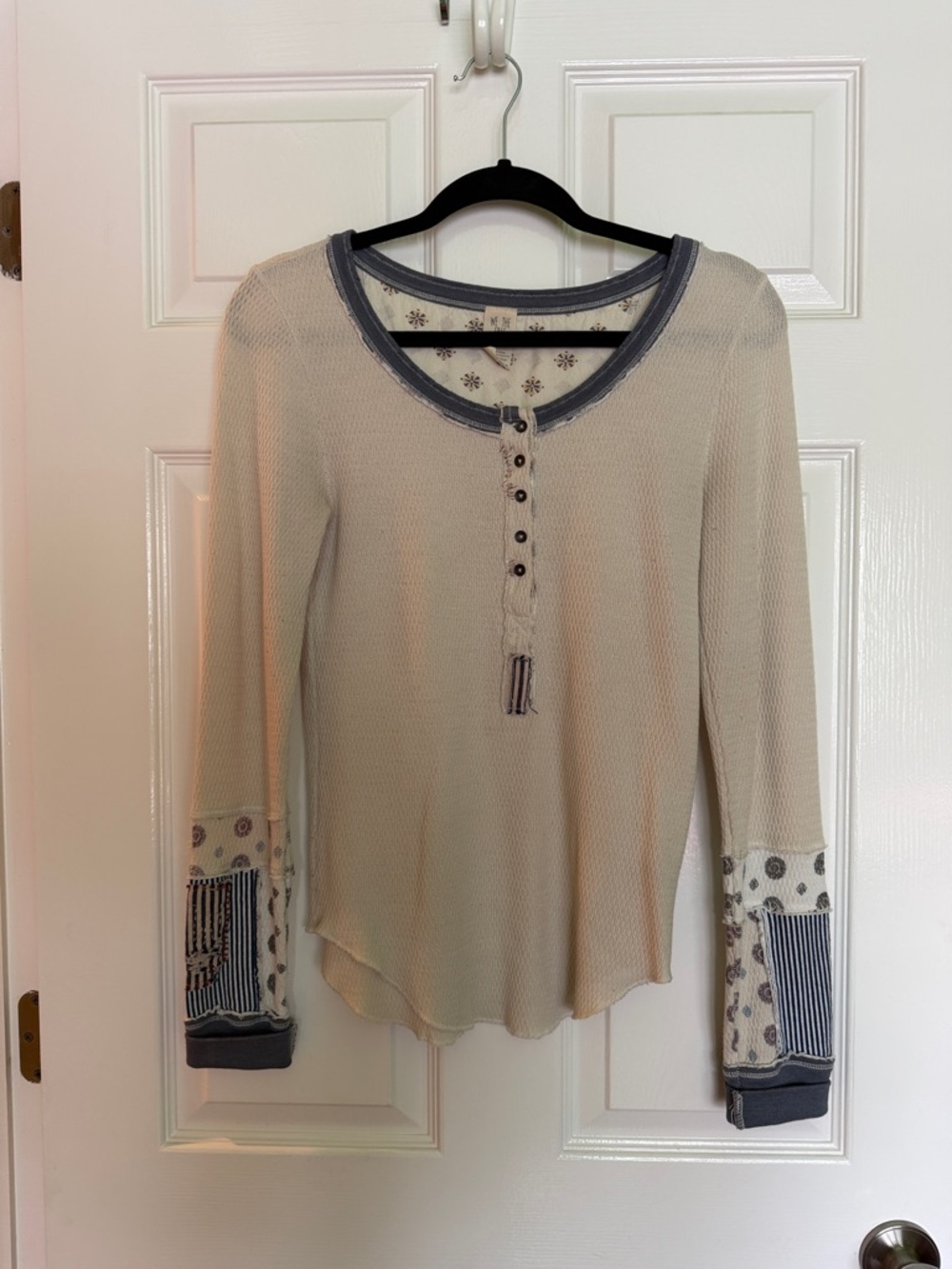 We The Free Long-Sleeve Henley Top with Blue Trim
